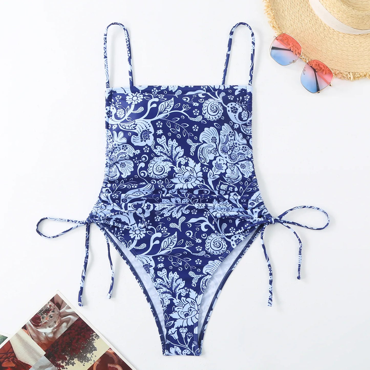 Tropical Plants Paisley Print One Piece Swimsuit Women Beachwear Vintage Design Bathing Suit Swimwear