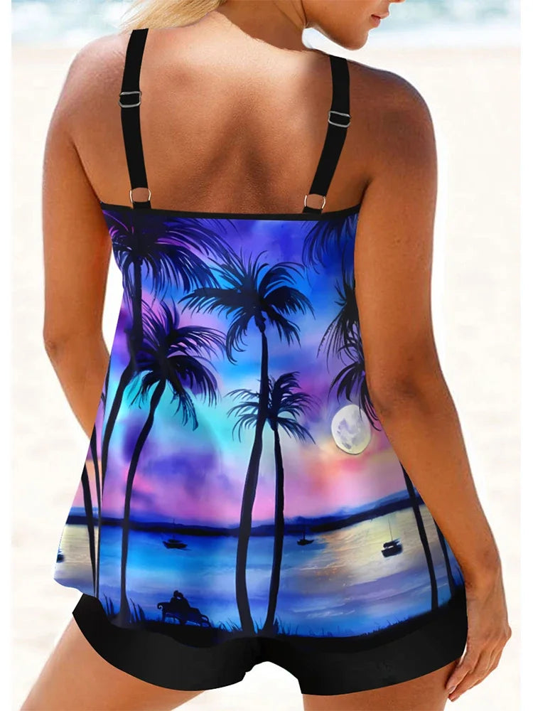 Women's Fashion Casual Ice Block Checkered Print Women's Vacation Swimwear Swimwear Two Piece Bikini Set S-6XL