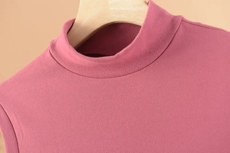 XL to 8XL Plus size Autumn winter warm Tank Tops Mock Neck sleeveless tops Women's thick Vest Solid color bottoming undershirt