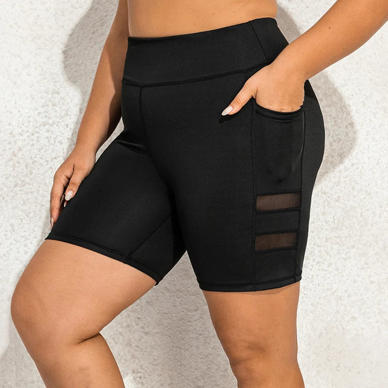 Plus Size Biker Shorts with Pockets for Women High Waisted Workout Tummy Control Gym Running Athletic Yoga Short