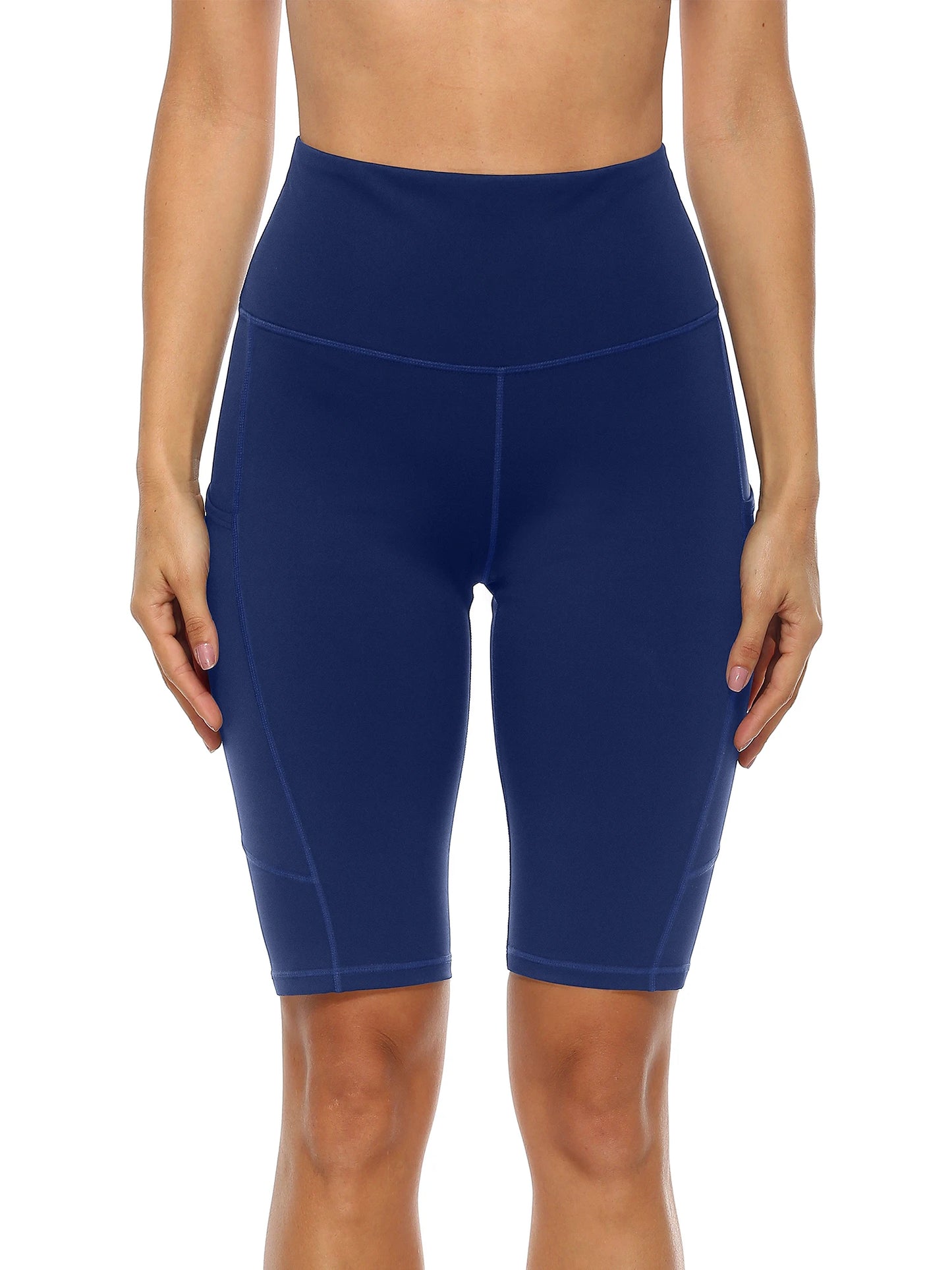 Anfilia Women Yoga Shorts Jogging Running Sports Shorts High-waist with Side Pockets Workout Shorts