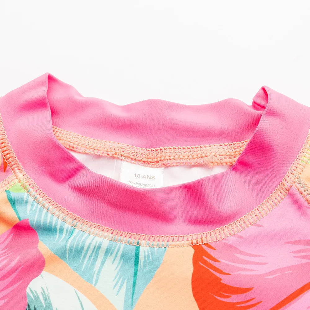 Wishere Girls Swimsuit Children's Rashguard Short Sleeves Baby Bathing Suit Kids Swimwear Summer Swimming Sunsuit