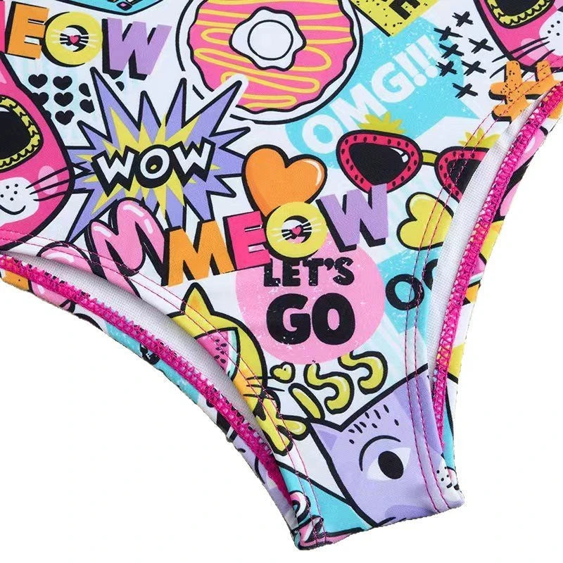 Printed Girls Swimsuit One Piece Kids Swimwear Female Children Bathers Bathing Swimming Swim Suit Summer Beachwear