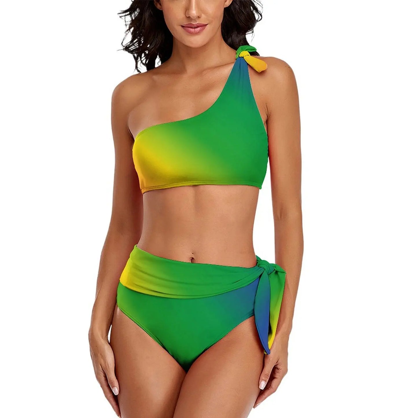 Retro Rainbow Bikinis Set Psychedelic Swirls Bikini Swimsuit High Waist Stylish Swimwear Beach 2 Pieces Feminine Bikinis