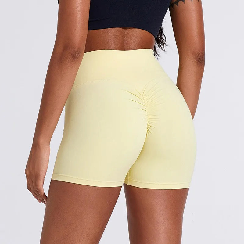 Gym Shorts Women Yoga Shorts Crossover Fitness Short Leggings High Waist Stretch Running Short Pants