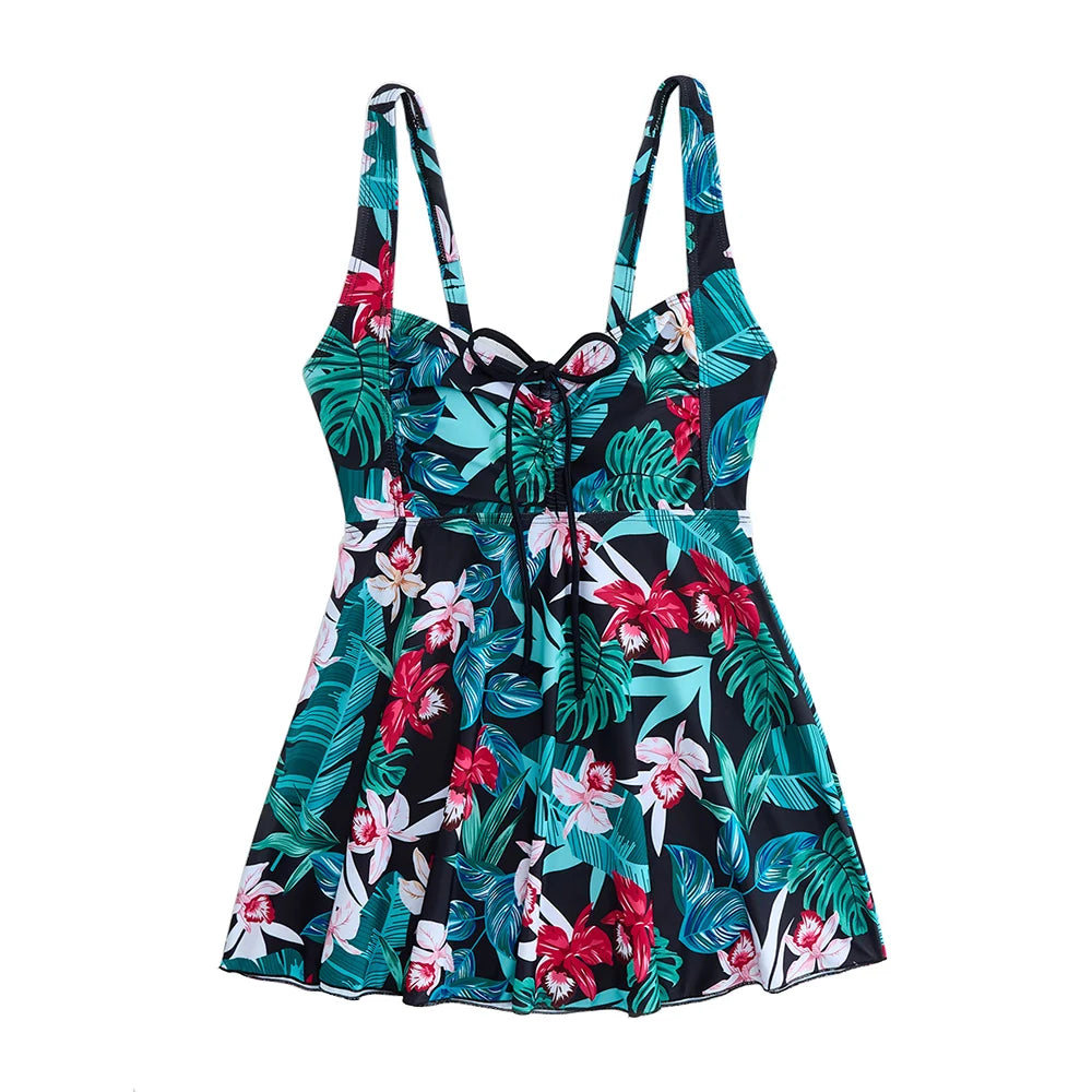 Two Pieces Swimsuit Women Beach Dress Printed Tankini Set Swimwear Female Sports Bathing Swimming Swim Suit Beachwear
