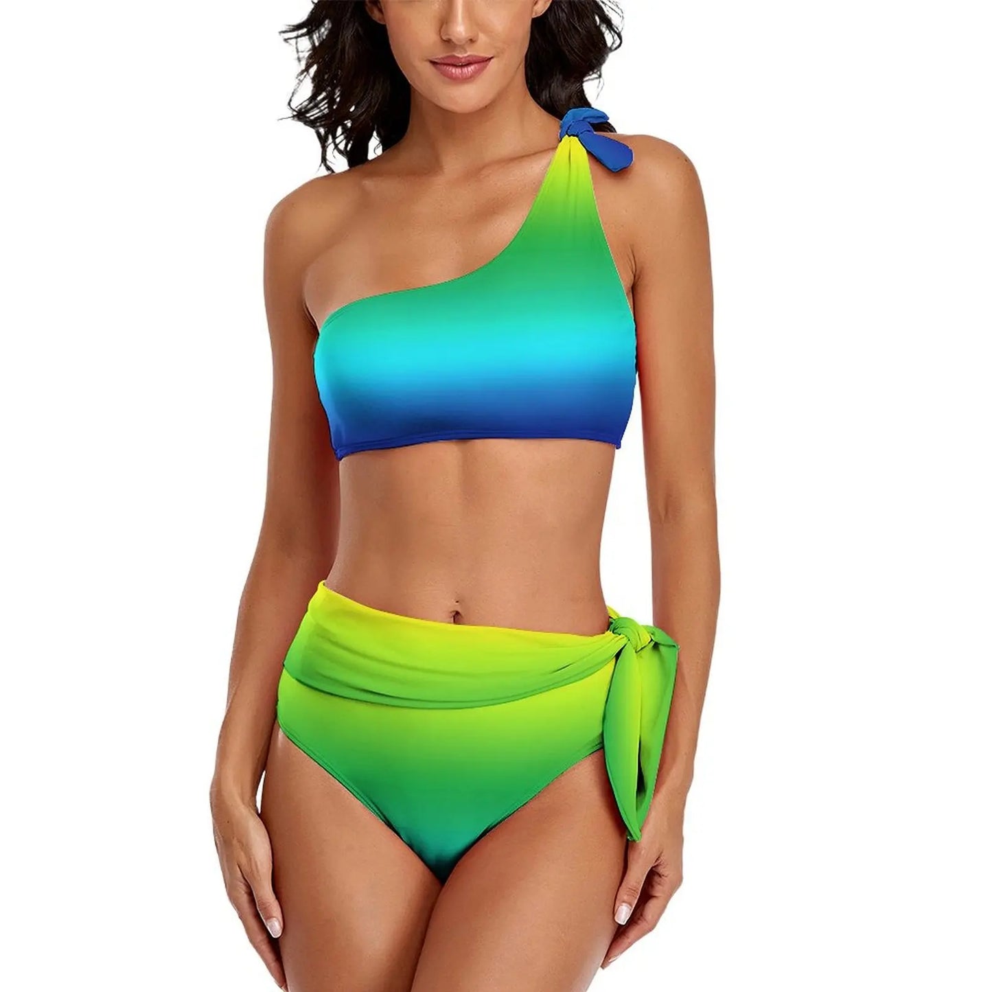Retro Rainbow Bikinis Set Psychedelic Swirls Bikini Swimsuit High Waist Stylish Swimwear Beach 2 Pieces Feminine Bikinis