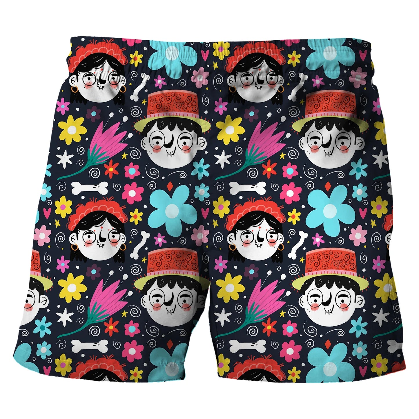 Children's Cartoon Beach Short Pants Summer Boys' Swimming Trunks Casual Funny Emojis Graphic Shorts Kids' Daily Loose Wear