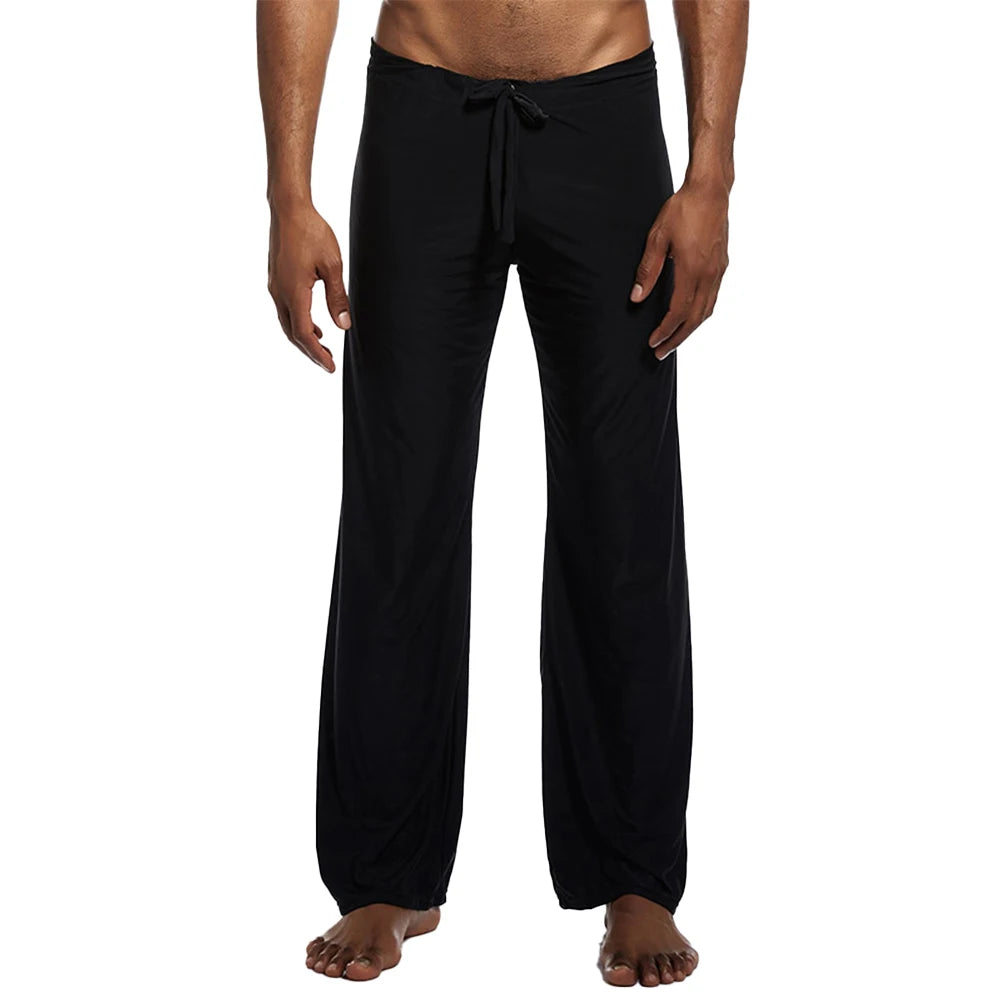 Casual Men's Yoga Drawstring Elastic Pants Sports Gym Active Wide Leg Solid Color Baggy Sweatpants Jogger Pant Trousers Clothing