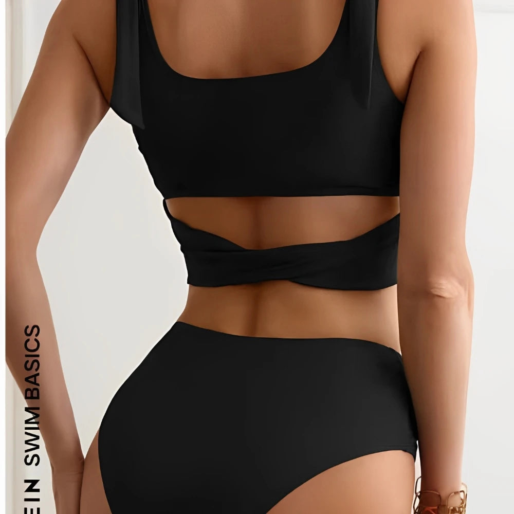 Two Piece String Bikini Hollow Out High Waist Swimwear Female Swimsuit Women Bathers Bathing Swimming Suit Beachwear Summer