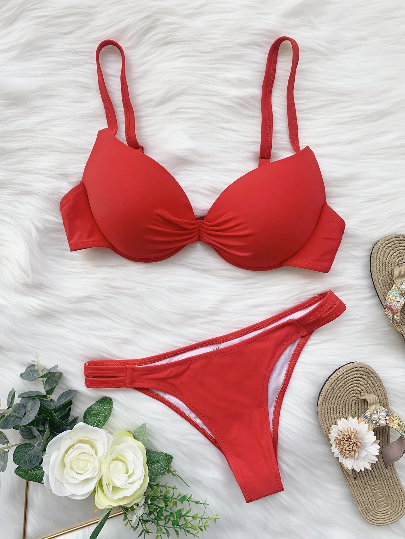 push up bikinis sets two pieces solid thong swimsuit bikini swimsuit Swimwear Biquini