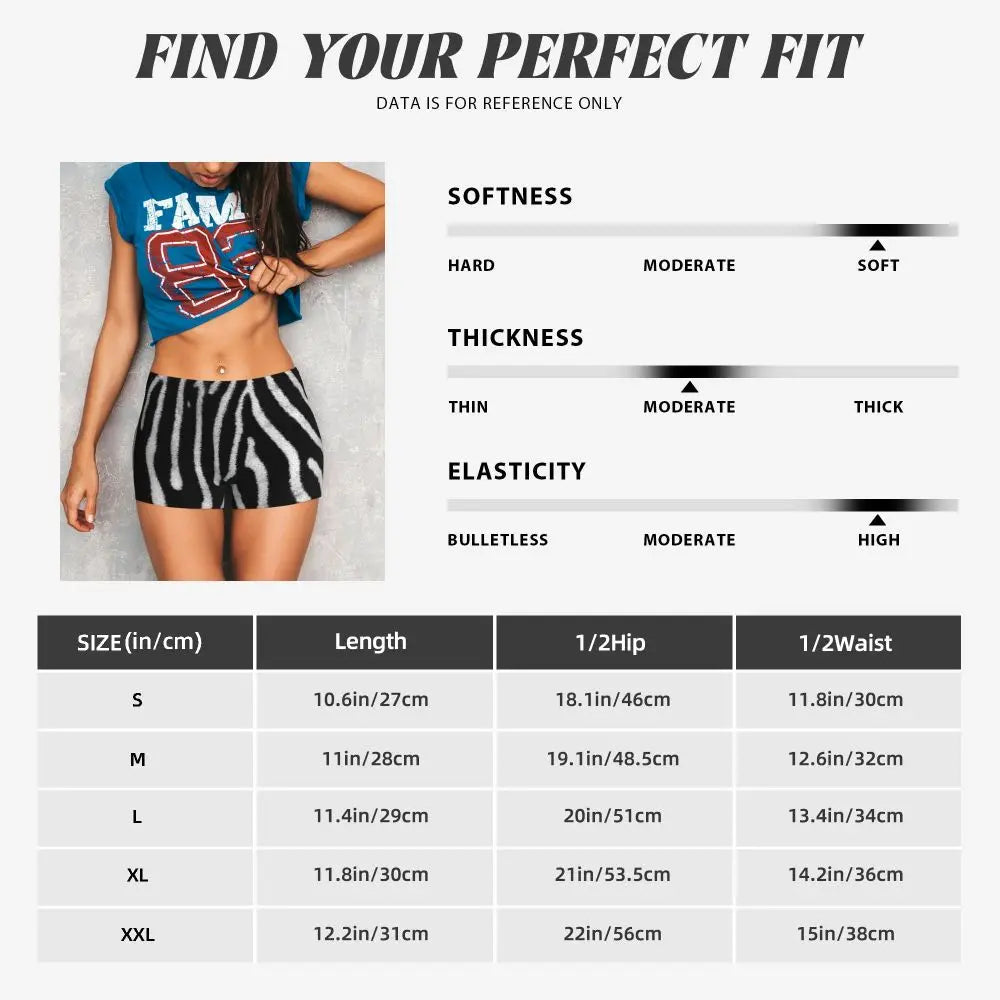 Wild Animal Designs Yoga Shorts Women Black And White Zebra Skin Stripes