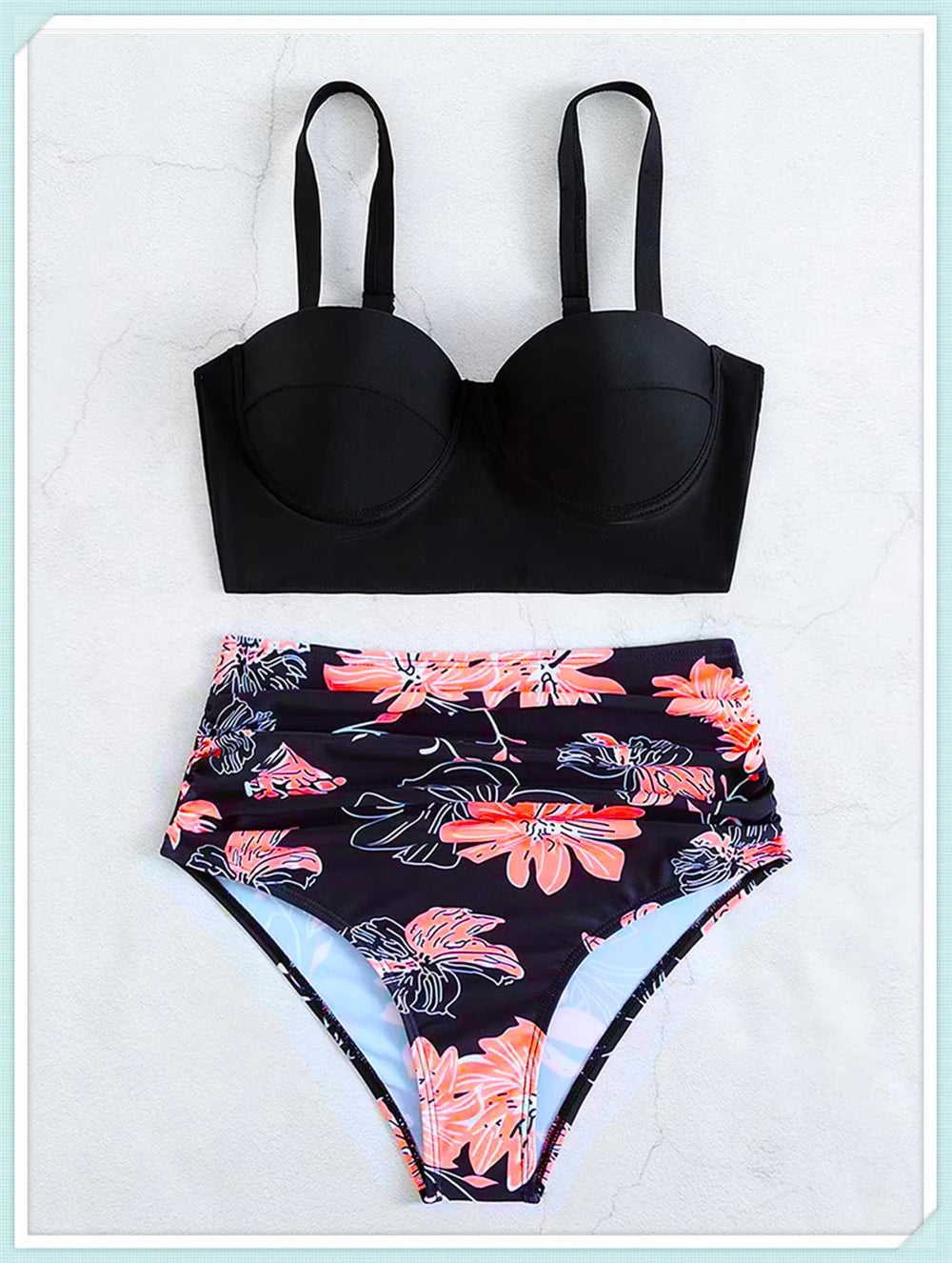 Push Up Swimsuit Women High Waist Bikini Set Butterfly Print Swimwear Female Padded Bathing Suit Swimming Beachwear Summer