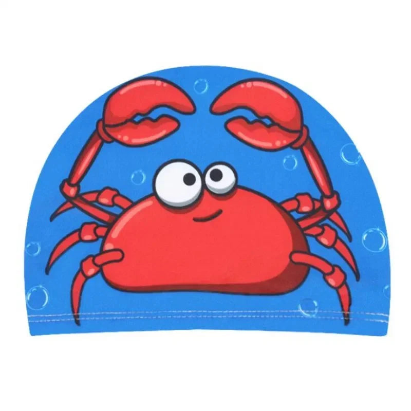 Elastic Fabric Cute Cartoon Swimming Cap for Children Long Hair Lovely Kids Protect Ears Swim Pool Hat for Boys Girls Swim Hat