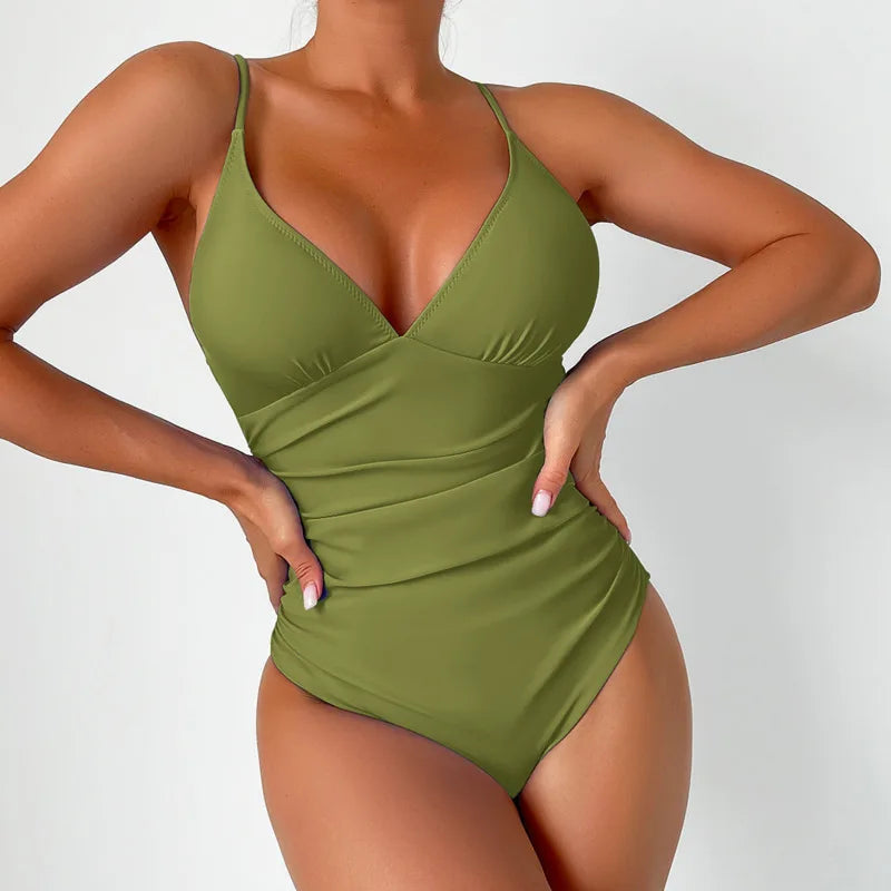 Solid One-Piece Large Swimsuits Closed Plus Size Swimwear Body Bathing Suits Female Pool Beach Women's Swimming Suit