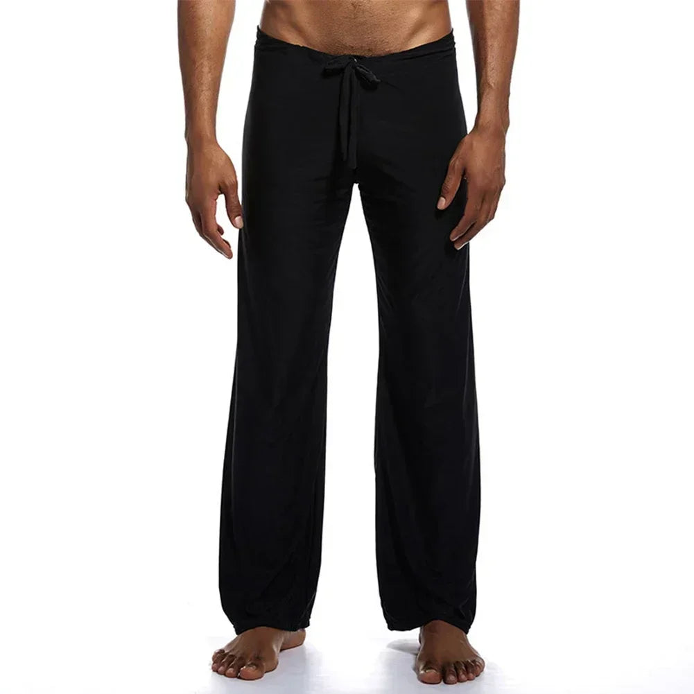Casual Men's Yoga Drawstring Elastic Pants Sports Gym Active Wide Leg Solid Color Baggy Sweatpants Jogger Pant Trousers Clothing