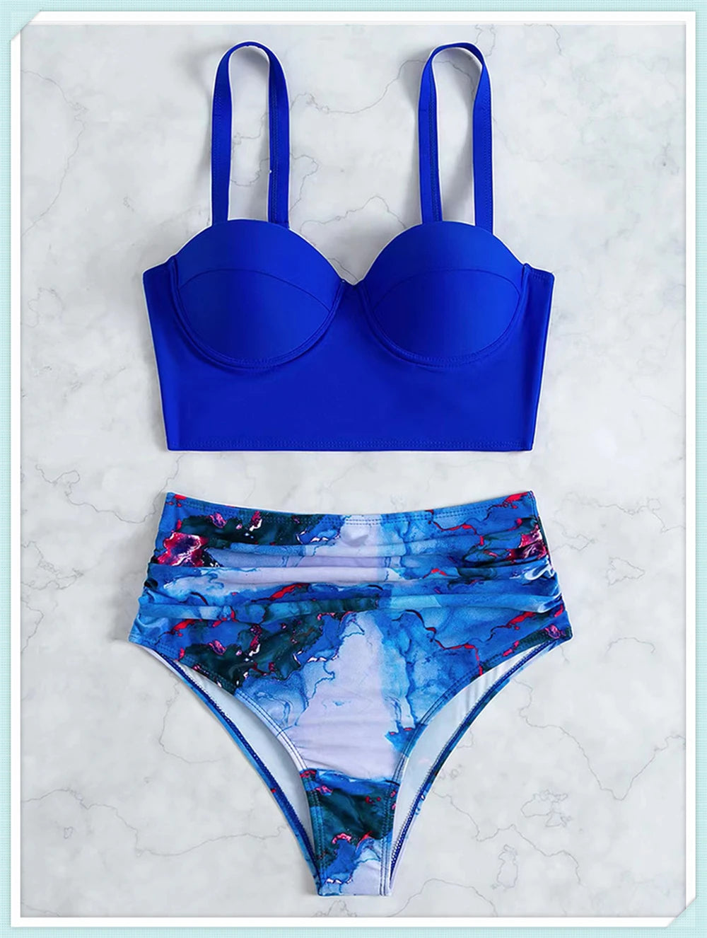 Push Up Swimsuit Women High Waist Bikini Set Butterfly Print Swimwear Female Padded Bathing Suit Swimming Beachwear Summer