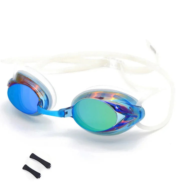 Professional Adult Swim Goggles Waterproof Fog-proof Racing Goggles Men Women Cool Silver Plated Swimming Equip