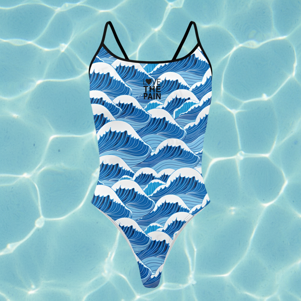 Love The Pain Cat Pattern Women One-Piece Swimsuit Training Swimwear