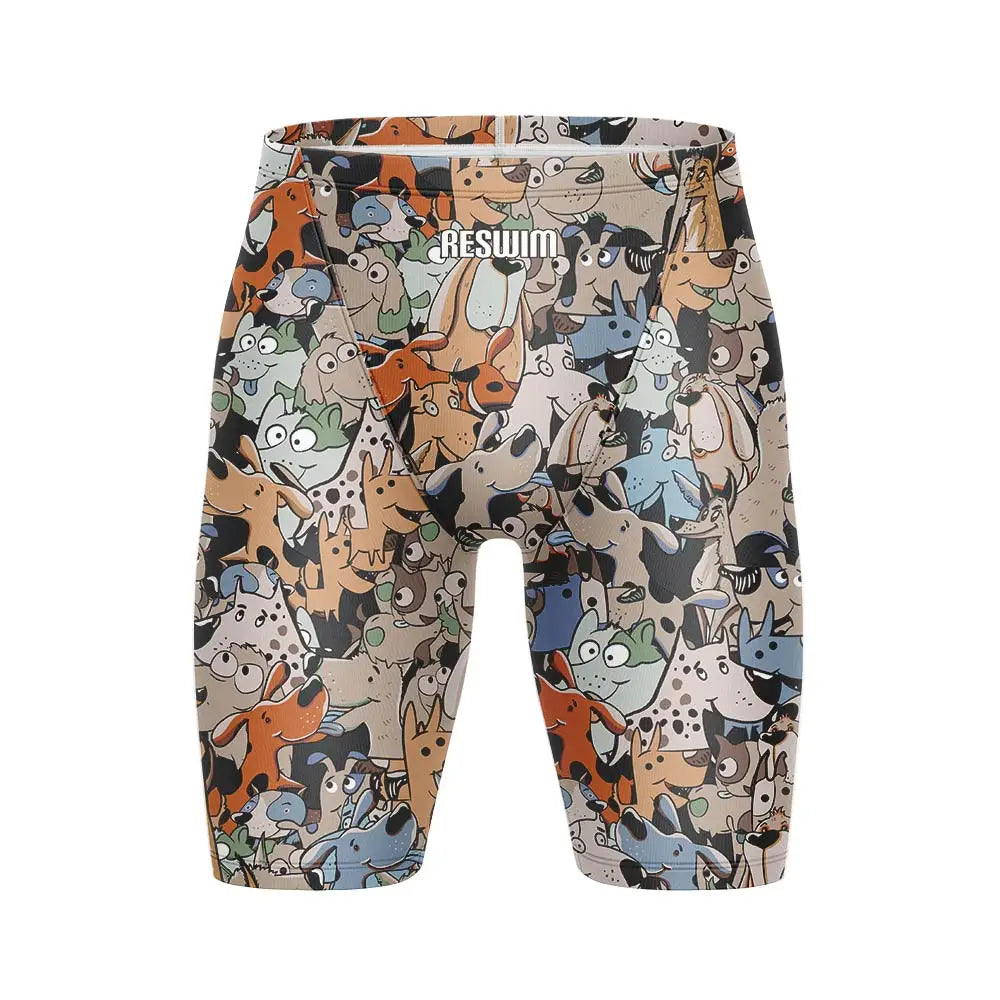 Summer Swimming Trunks Men's Professional Tights Swim Jammer Swimwear Outdoor Beach Printed Durable Training Surfing Swim Shorts