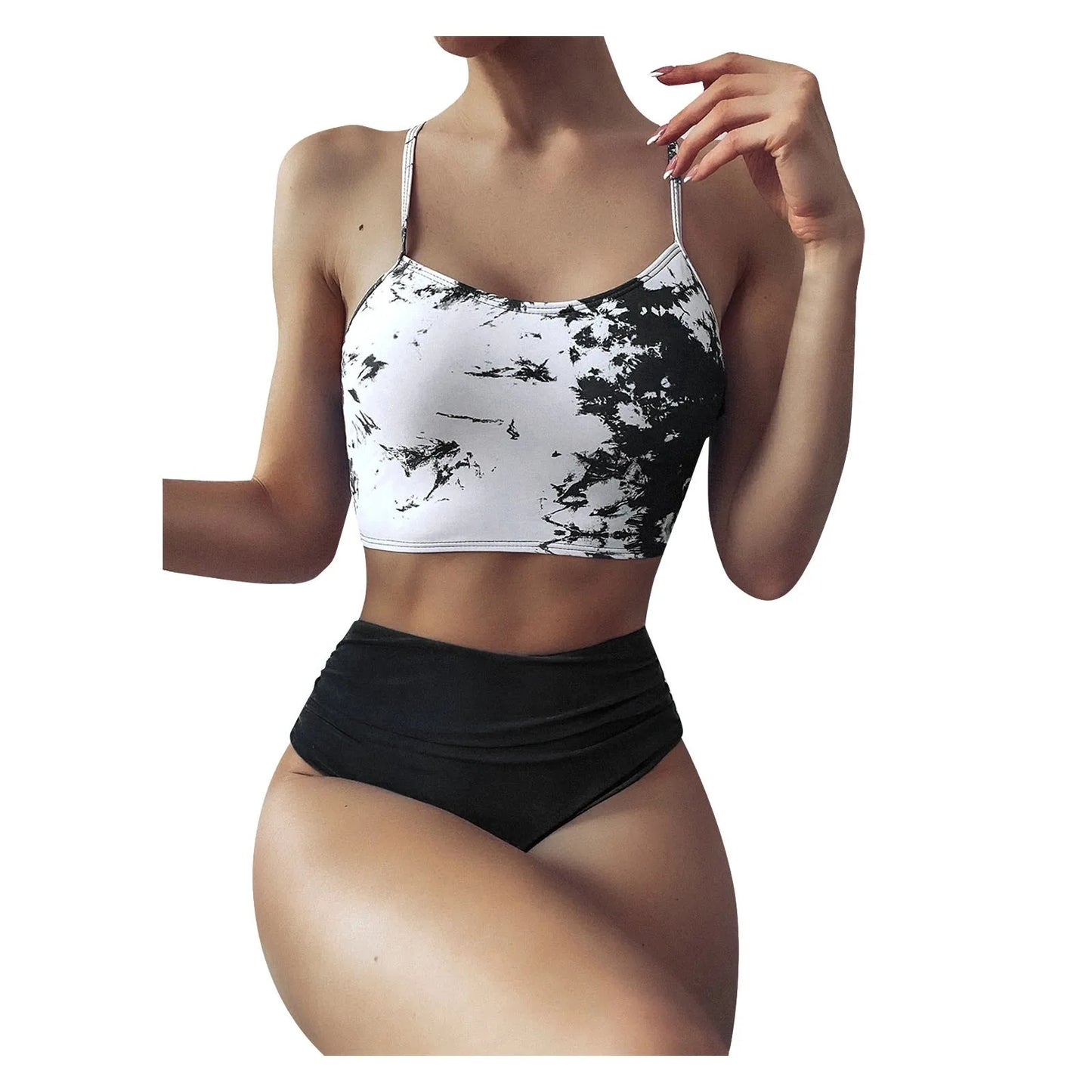 Women's Bikini Swimsuit Sunflower Swimwear Set Swimsuit Tie-dye Two Push-Up Print Piece Swimwear Ruffle Bikini Top