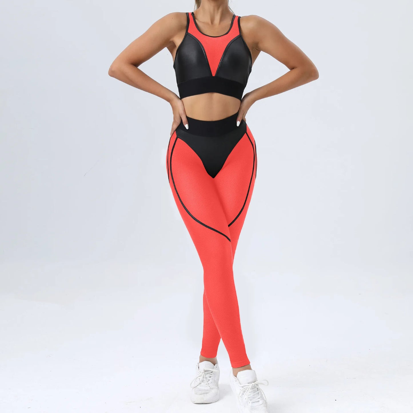 Bright Solid Colour Options Gym Set Women Mesh Suit for Fitness Sportswear 2024 Tracksuit Yoga Clothes Transparent 2 Piece Sets Women Outfit Black Pink