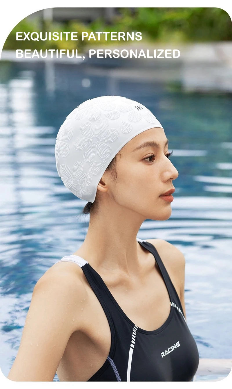 Granular Pattern Silicone Swimming Cap Women Men Non-slip Durable Flexible Pool Swim Hat Bonnet De Natation Femme