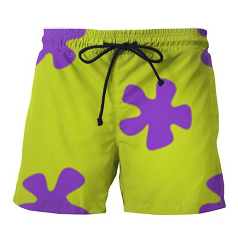 Summer Men's Swimwear Shorts Print Beachwear Swim Trunk Men Swimsuit Surf Board Short Drawstring Trunk Quick Dry Short