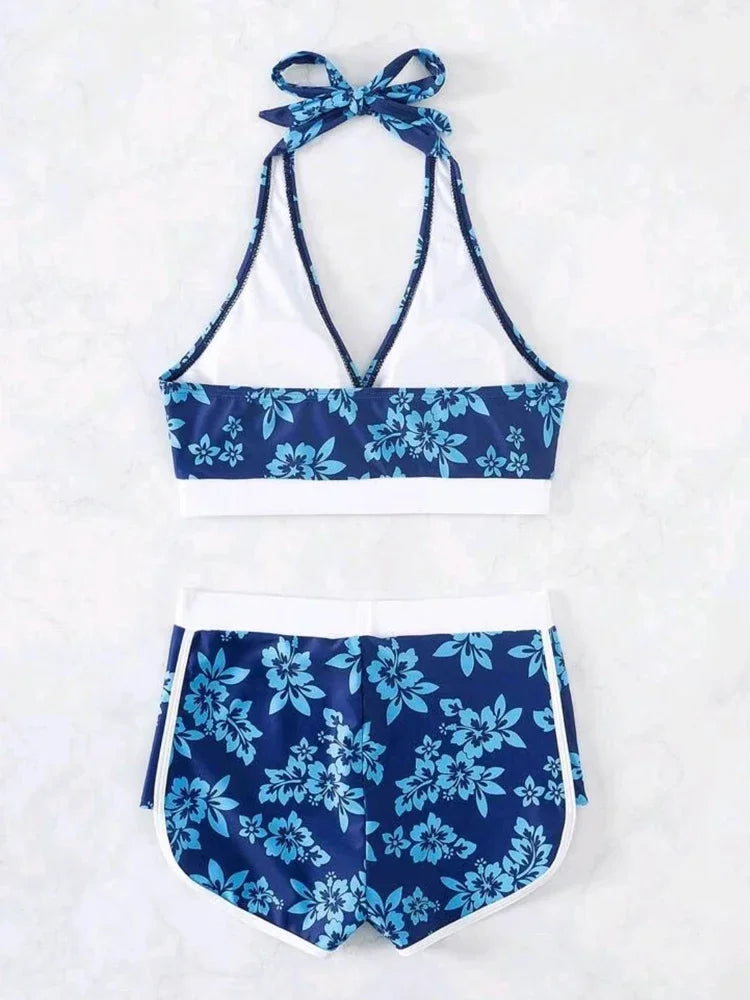 Tied Halter Swimwear Women High Waist Bikini Set Push Up Brazilian Swimsuit Lady Beach Bathing Suit