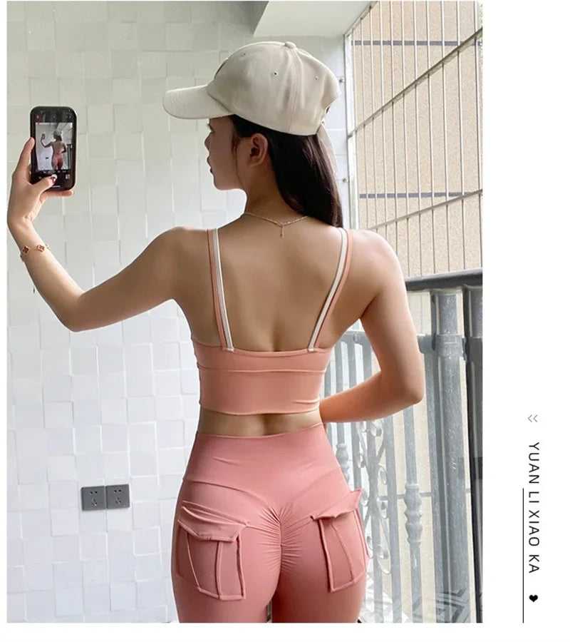 PofyBofy Womens Scoop Neck Longline Sports Bra - U Back Adjustable Straps Workout Crop Tank Top 2 in 1 Longline Workout Yoga Bra