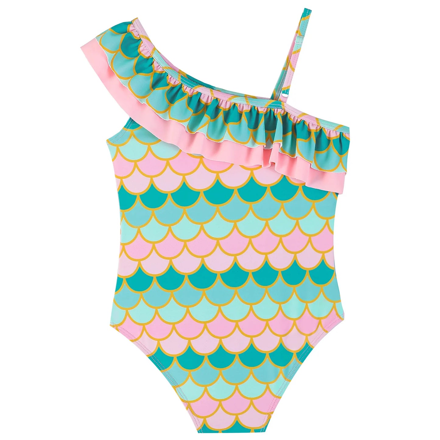 3D Printed Kids Mermaid Swimsuit Girls Mermaid Costume Flounce Sleeves Summer Bathing Suit Pool Beach Party Swimwear Children