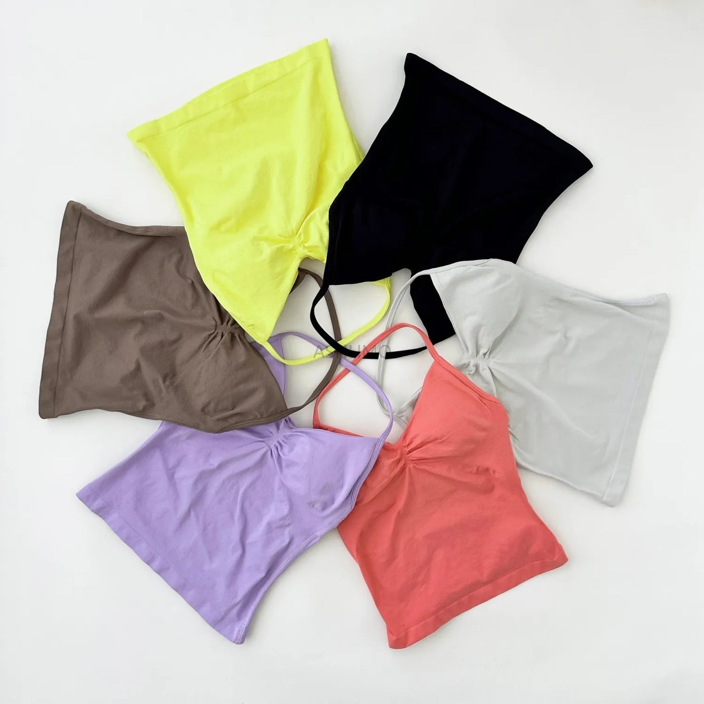 Longline Strappy Gym Top Backless Gym Clothes Women Scrunch Built-in Bra With Removable Cups Yoga Tank Tops
