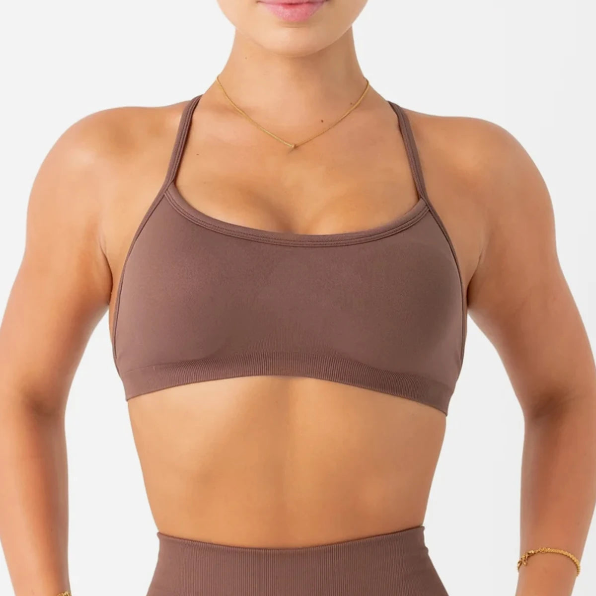 Adjustable Straps Crop Top For Women Open Back Yoga Top Bra Stretchy Gym Crop Top with Light Support Workout Sports Bra