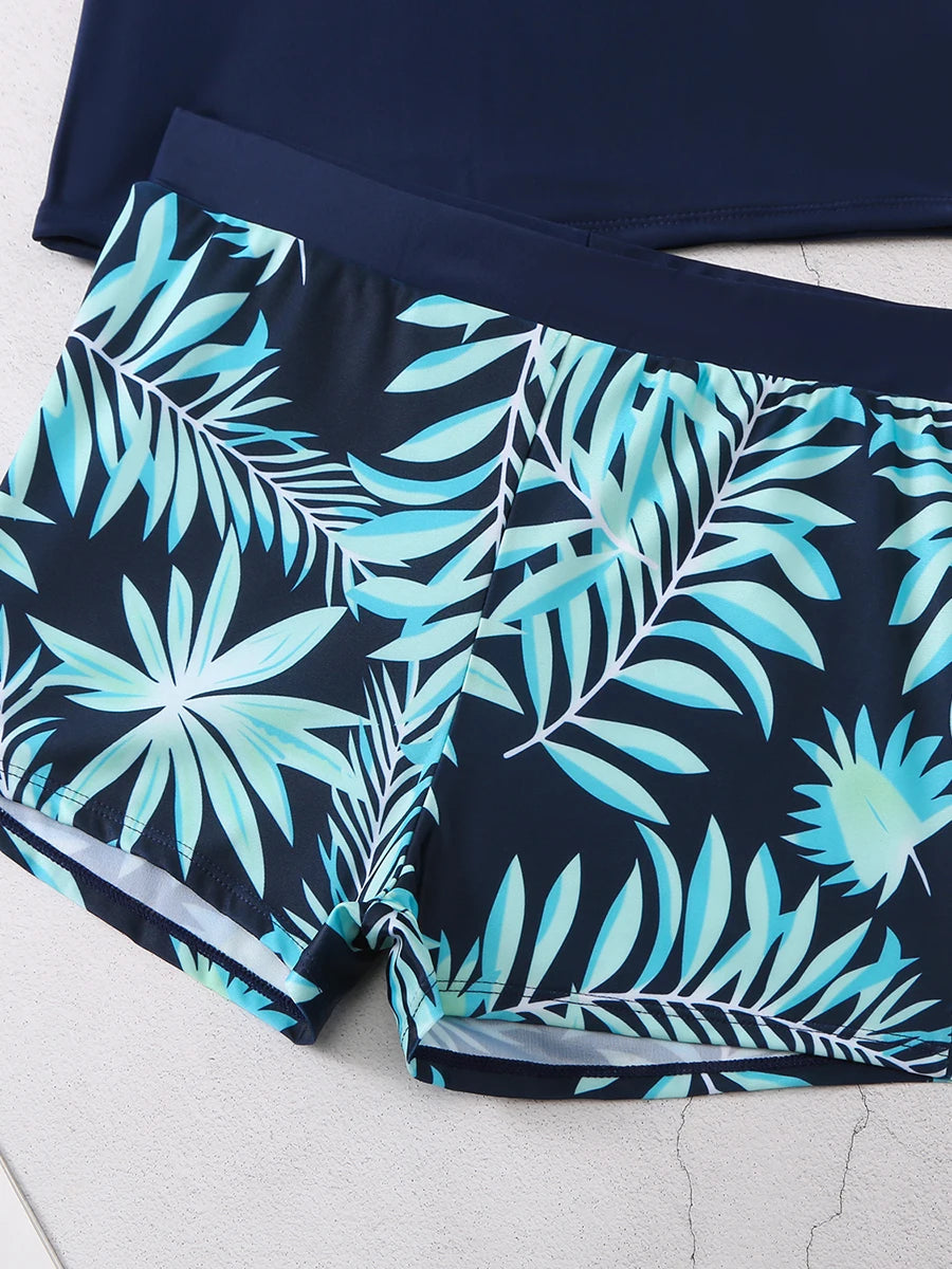 Long Sleeve Surfing Swimsuit Print Swimwear Women Two Pieces Diving Clothes Beachwear Bathing Swimming Swim Suit