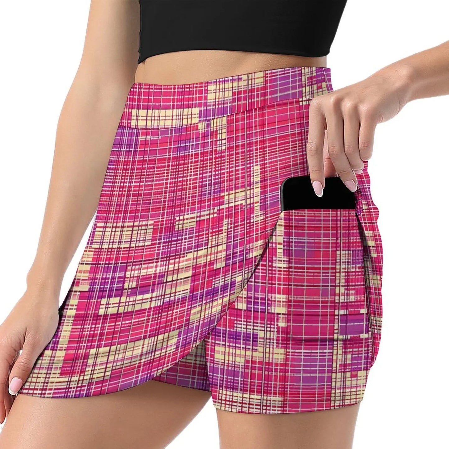 80s Color Block Print Skirt Kawaii Mini Skirts Summer High Waist Graphic Street Style Casual Skirt Big Size 3XL 4XL