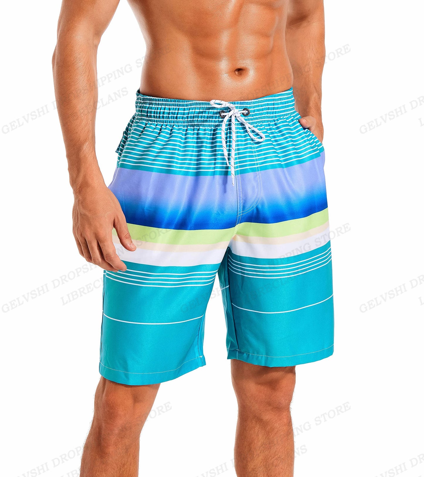 Men's Swimming Shorts Stripe 3d Surfing Board Short Kids Beach Shorts Men Swim Trunks Masculina Sports Fitness Pants Boy Briefs