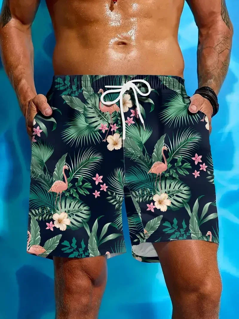 Coconut Leaves Man Swimwear Beach Briefs Summer Big Size Swimwear Men Board Shorts Casual Hawaiian 3D Flower Designer Shorts