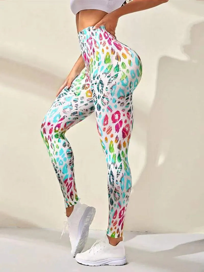 3D Print Tie Dye Sports Pants Women Seamless Leggings High Waist Fitness Push Up Leggings Gym Clothing Workout Tights
