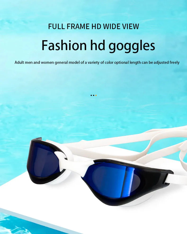 Professional Adult Swim Goggles Waterproof Fog-proof Racing Goggles Men Women Cool Silver Plated Swimming Equip