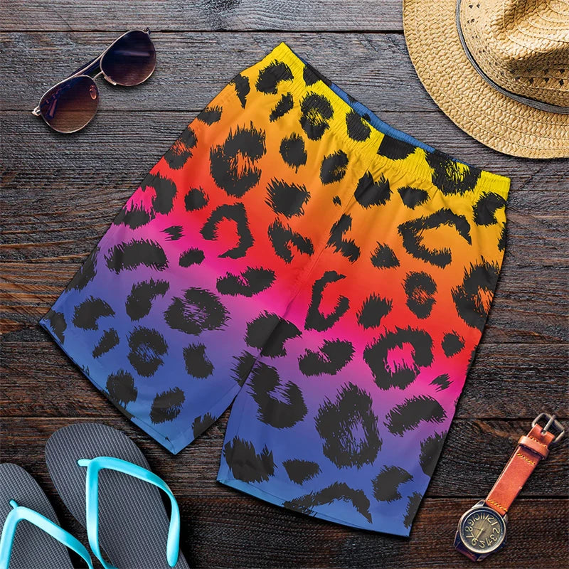 Rainbow Harajuku Short Pants Men 3D Printed Hawaii Swimsuit Trunks 2024 Summer Swimming Beach Shorts Breath Sport Gym Shorts