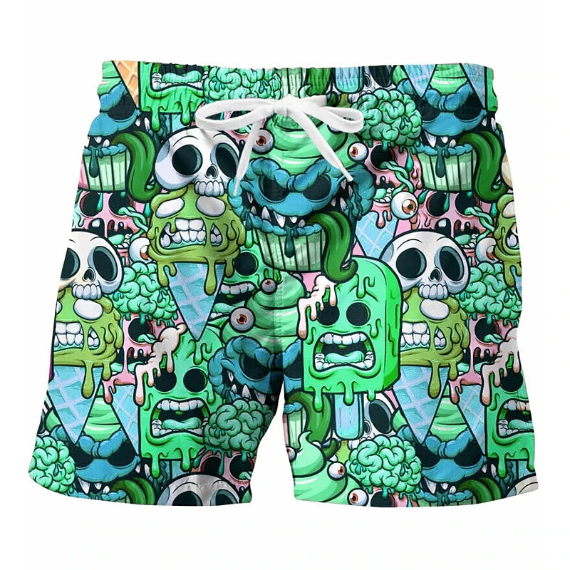 Ice Cream 80s 90s 3d Printed Surfing Board Shorts Cool Summer Street Hip Hop Swim Trunks For Men Vacation Beach Ice Shorts