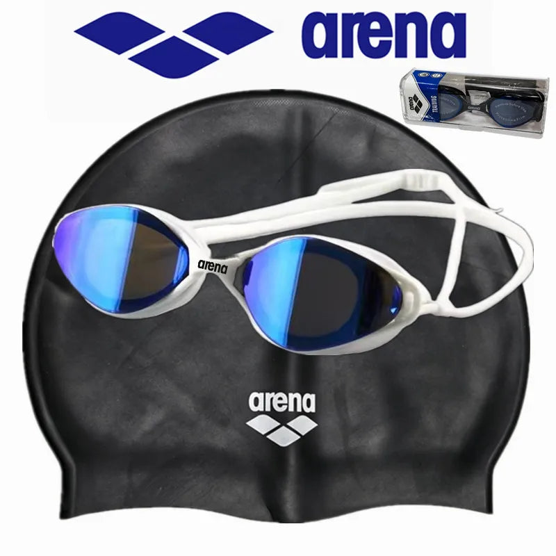 ARENA professional waterproof and anti fog high-definition adult swimming goggles silicone swim cap