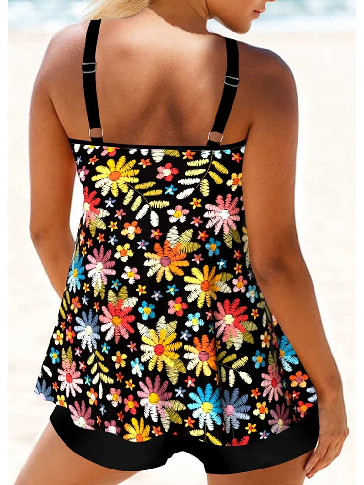 Women's Fashion Casual Ice Block Checkered Print Women's Vacation Swimwear Swimwear Two Piece Bikini Set S-6XL