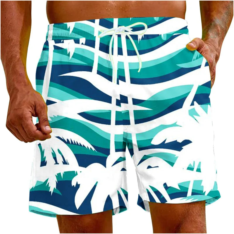 Beach Shorts For Men 3d Printing Tropical Plants Surf Board Shorts Quick Dry Summer Holiday Swimming Trunks