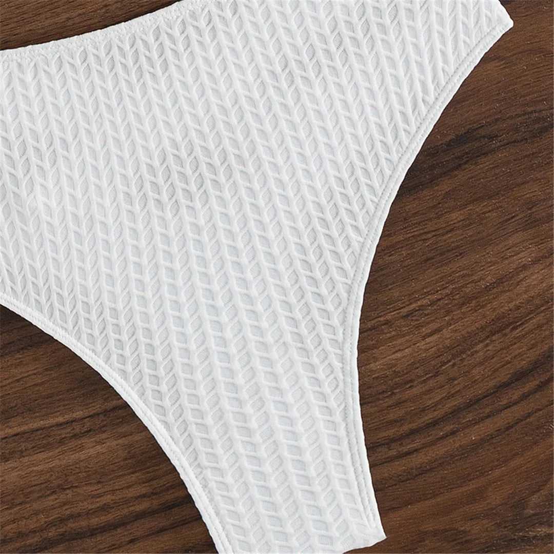 XS - L Wrinkled V Neck High Waist Bikini Female Swimsuit Women Swimwear Two-pieces Bikini set Bather Bathing Suit Swim