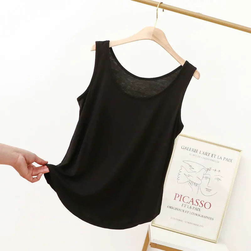XL to 6XL Modal O-Neck Tank tops Summer women's camisole Thin Loose Sleeveless T-shirt Solid color Tee Top Large size