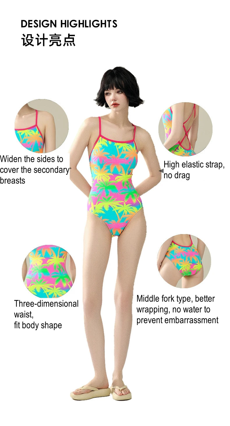 5 Designs Women Professional One-Piece Swimsuit Swimwear