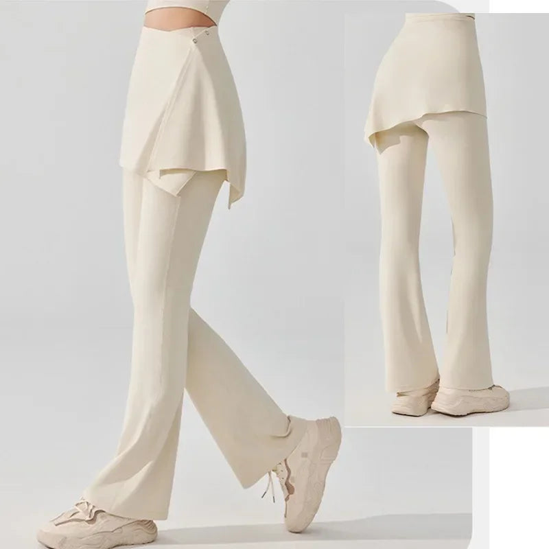 Aiithuug Yoga Pants Cream-feel Bell Bottom 5A Antibacterial Sports Leggings Soft Stretchy Yoga Pant Flared Gym Pants Bell-bottom
