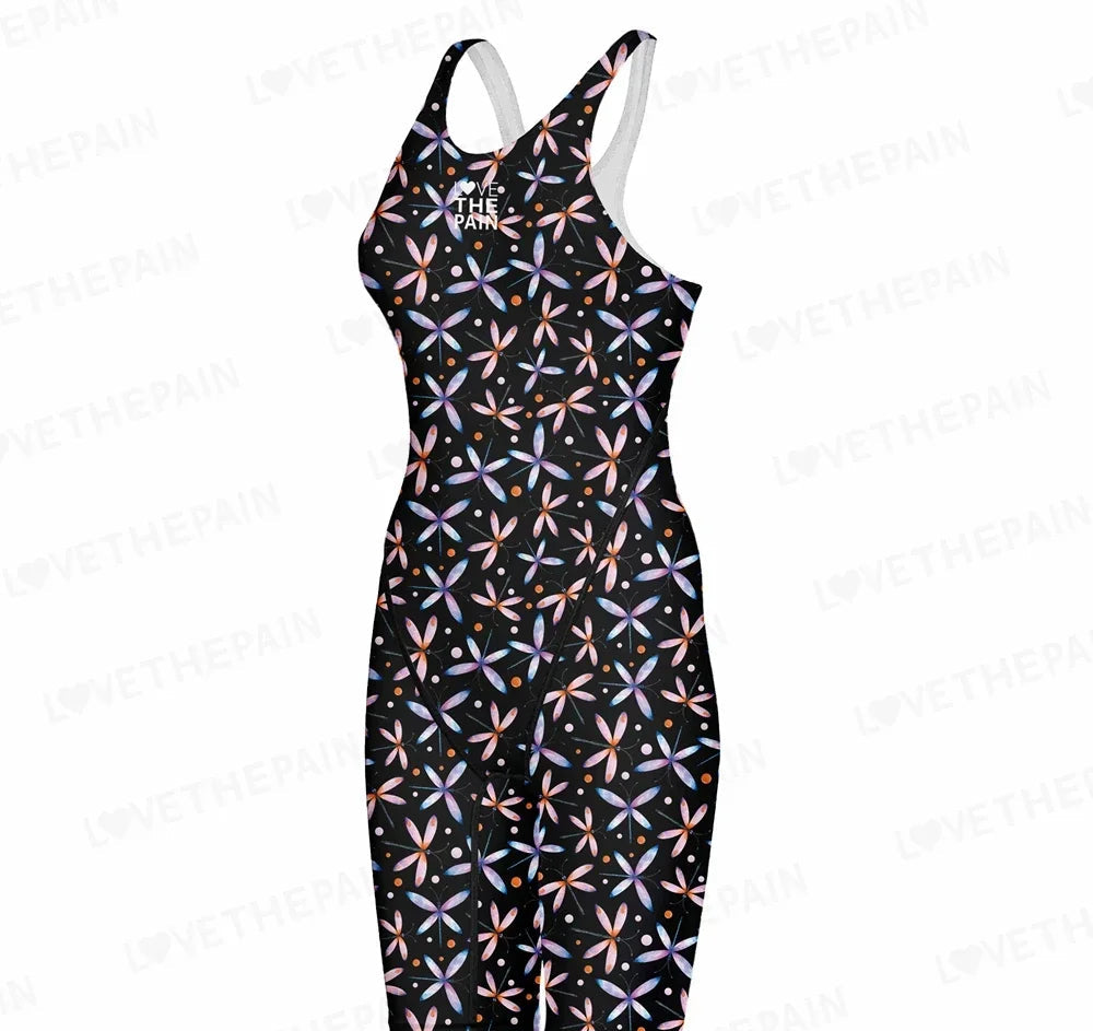 Women Open Back Kneeskin Tech Suit Swimsuit Competition Training Neck to Knee Swimsuit One-piece Jumpsuit Professional Swimsuit