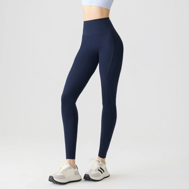 BIVIGAOS Spring Summer Pocket Sharkskin Leggings Women High Waist Tight Butt Lifter Light Feeling Sport Fitness Running Leggings